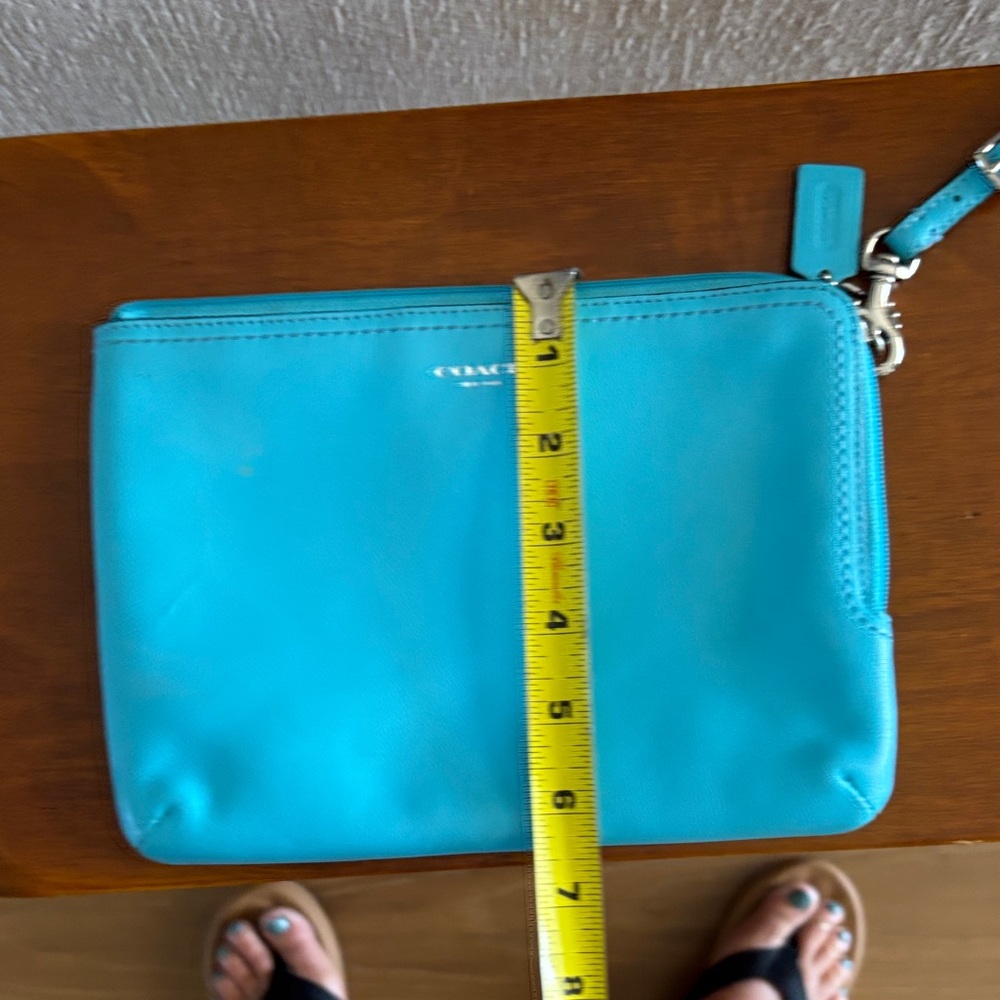 Coach Turquoise Leather Wristlet - Picture 4 of 7